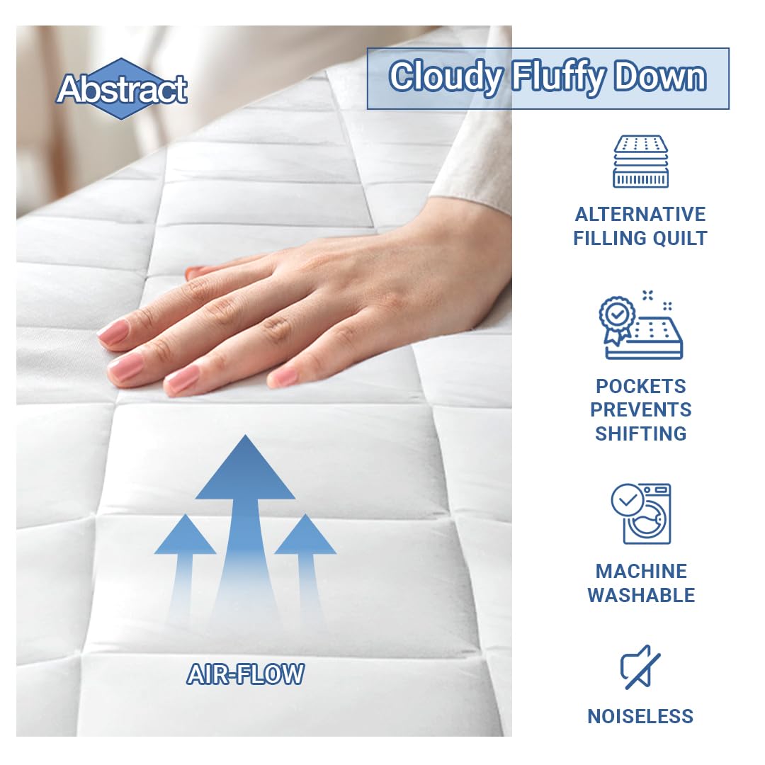 Abstract Abstract Waterproof Mattress Protector Quilted Fitted Cover for 33x75 Mattress Breathable Soft Pad for Twin Cot RV Bunk Camping Cot White - View 4 of 6