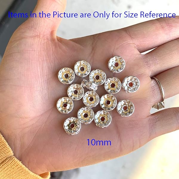 Adabele 100pcs Adabele Grade A 10mm Clear Crystal Rhinestone Rondelle Loose Beads Sterling Silver Plated Spacer for DIY Jewelry Making - View 5 of 6