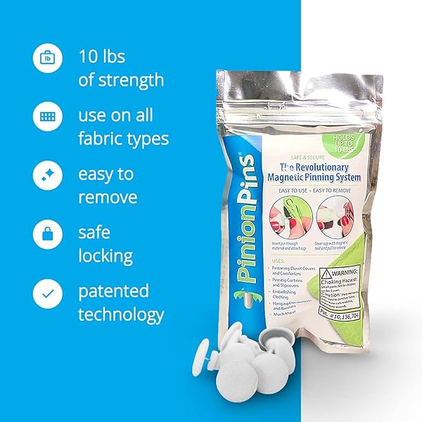 Pinion Pins Pinion Pins White Cloth Magnetic Duvet Clips Pack of 16 Comforter Fasteners Easy Removal Safe Locking Holds up to 10lbs - View 2 of 8