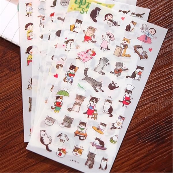 School Supplies Super Cute Cat Stickers 6 Sheets for DIY Albums Diary Decoration Cartoon Scrapbooking Kawaii School Office Supplies - View 3 of 6