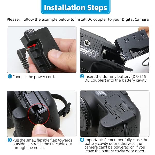 GLORICH Glorich ACK-E15 Replacement AC Power Adapter Charger for Canon EOS Rebel SL1 100D DSLR Cameras - View 6 of 11