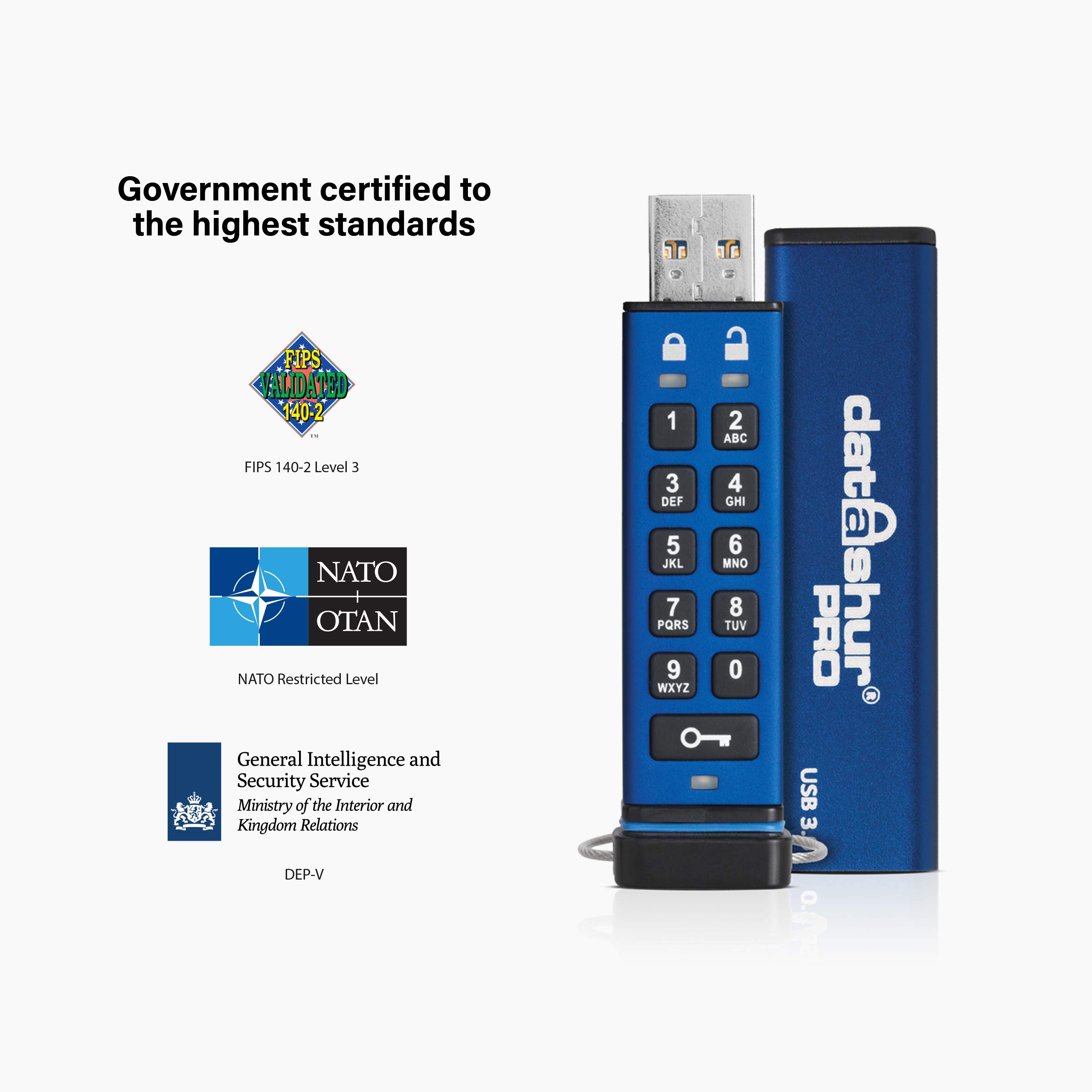 iStorage iStorage datAshur PRO 8GB Encrypted USB Stick | FIPS 140-2 Certified | Password Protected & Water/Dust Resistant - View 5 of 7