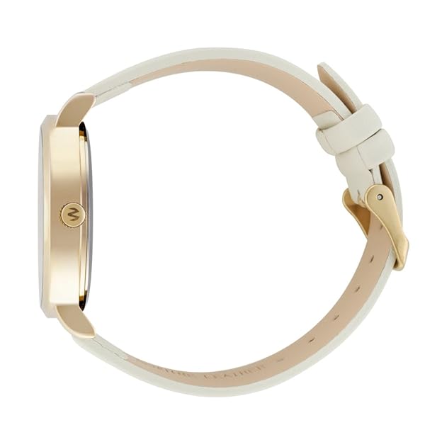Wristology Wristology Olivia Women's Gold Watch with Crystal Face Beige Off-White Leather Strap Boyfriend Style - View 2 of 9
