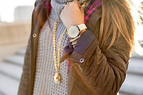 Wristology Wristology Olivia Women's Gold Watch with Crystal Face Beige Off-White Leather Strap Boyfriend Style - View 4 of 9