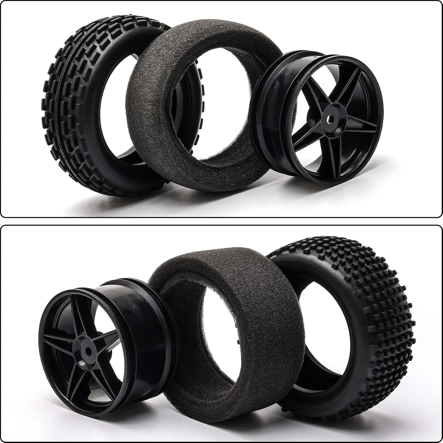 JIUWU JIUWU 1:10 Scale Off Road RC Buggy Front Wheels and Tyres Set of 4 Black 5 Spoke for HSP High Performance Upgrade - View 3 of 3