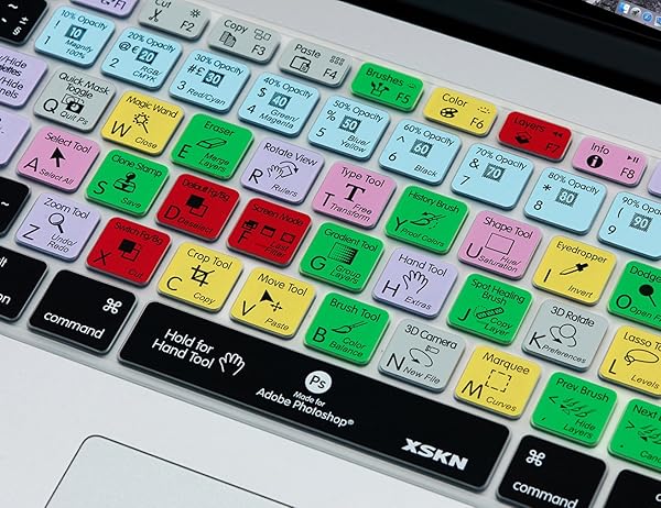 XSKN XSKN Adobe Photoshop Shortcuts Keyboard Cover for MacBook Air Pro 13 15 17 inch US European ISO 2015 and Earlier Models - View 7 of 10