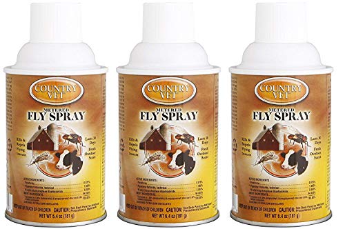 Country Vet Country Vet Pack of 3 Metered Fly Spray Cans - 6.4 Ounce for Effective Insect Control