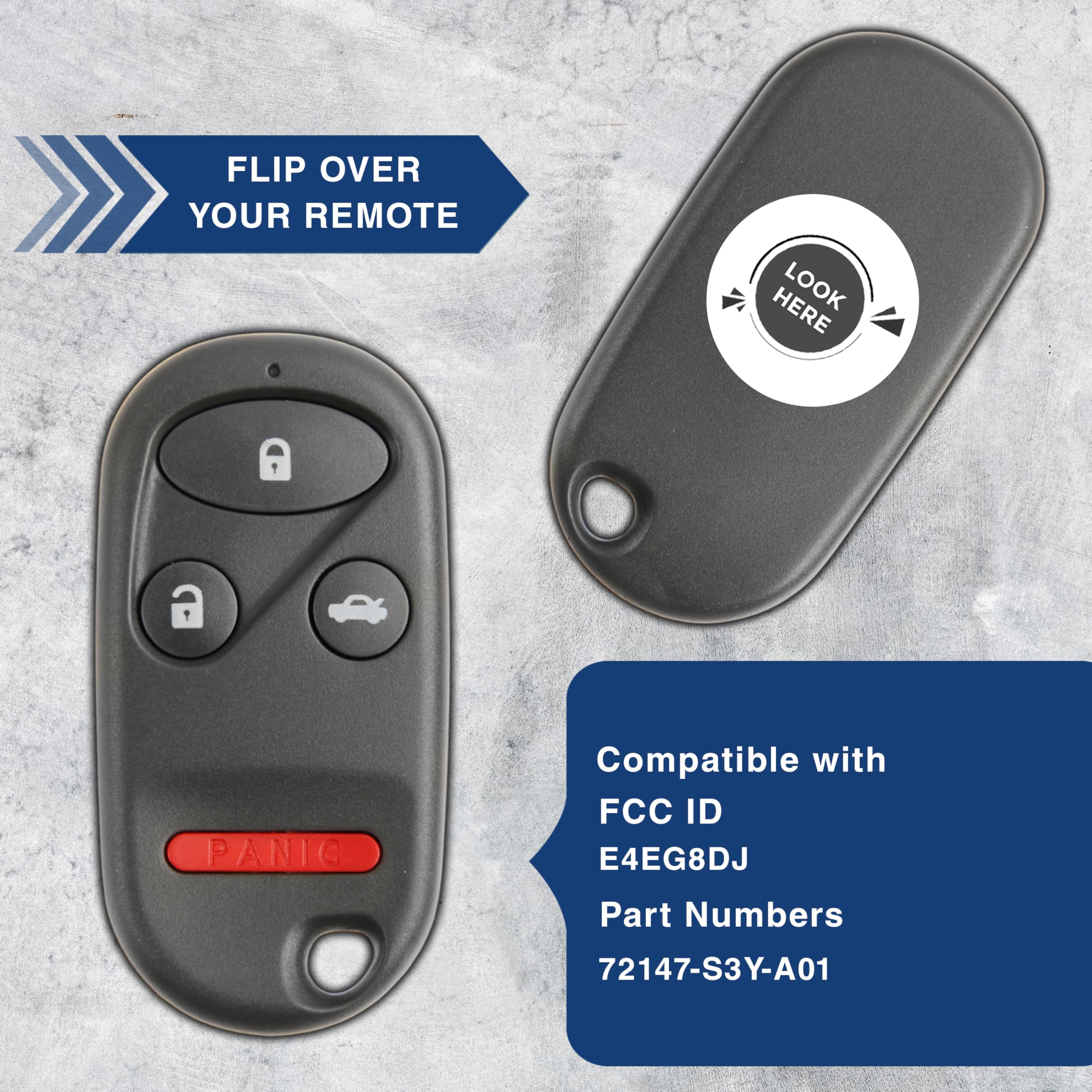 KeylessOption Keyless Entry Remote Control Car Key Fob Replacement E4EG8DJ Pack of 2 - View 5 of 8