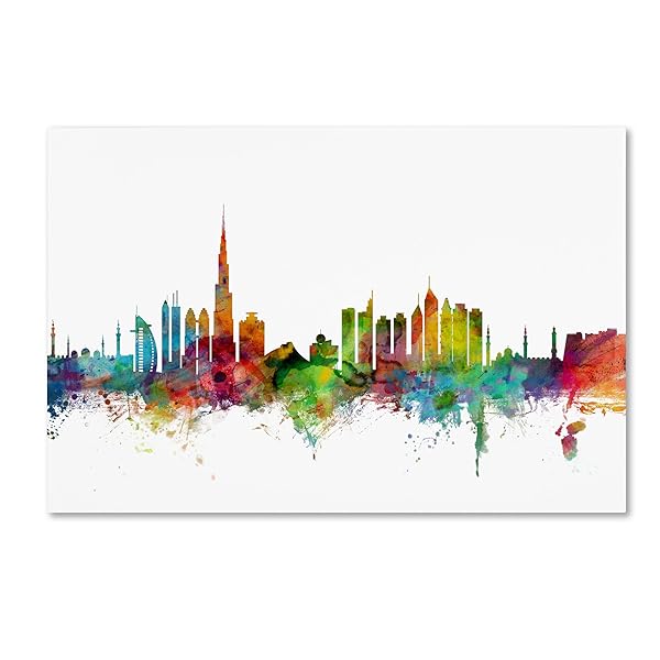 Trademark Fine Art Trademark Fine Art Dubai Skyline by Michael Tompsett 22X32 Inch Stunning Wall Art for Home or Office Decor