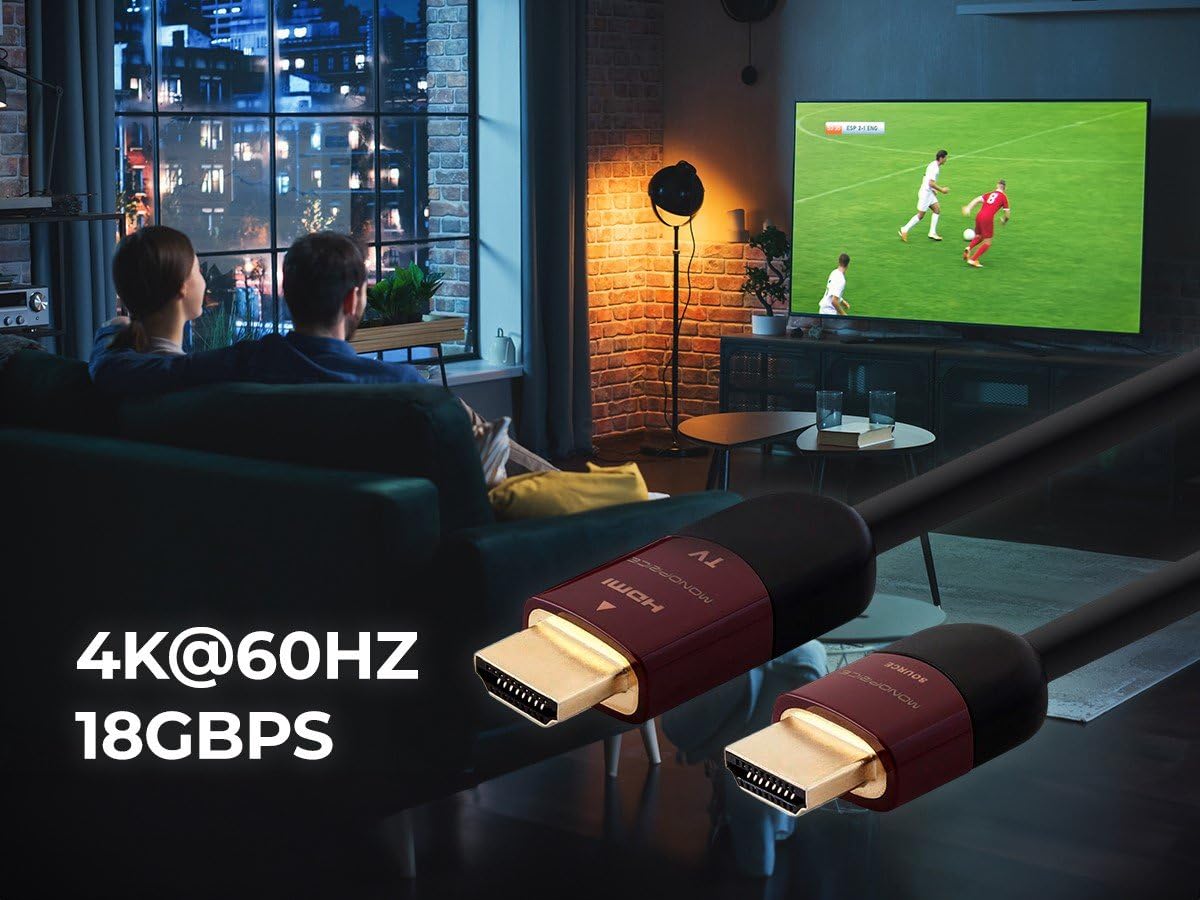 Monoprice HDMI High Speed Active Cable 4K 60Hz HDR 18Gbps YUV 4:4:4 CL2 26AWG 45 Feet Black Cabernet Ultra Series - View 5 of 6