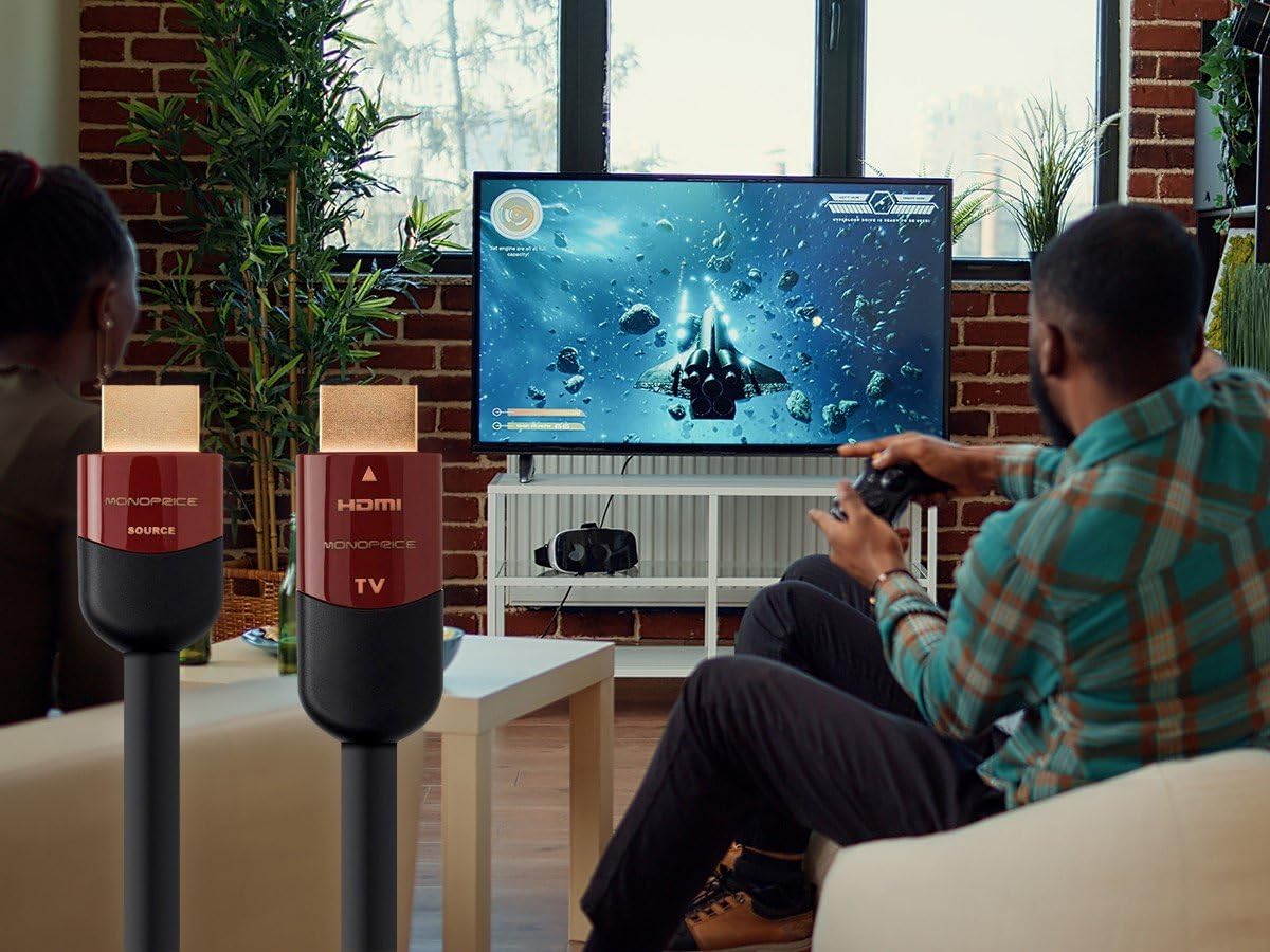 Monoprice HDMI High Speed Active Cable 4K 60Hz HDR 18Gbps YUV 4:4:4 CL2 26AWG 45 Feet Black Cabernet Ultra Series - View 6 of 6