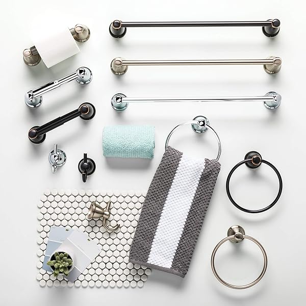 Franklin Brass Franklin Brass Kinla 5-Pack Bathroom Accessory Set Polished Chrome Towel Bars Toilet Paper Holder Hand Towel Holder and Hook - View 8 of 9