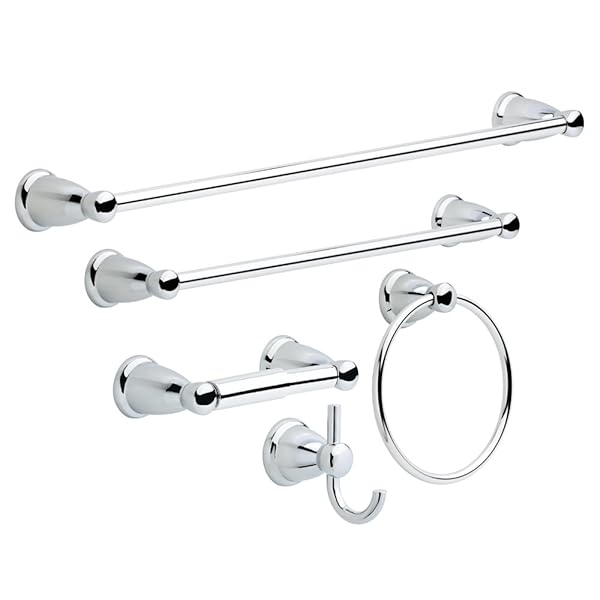 Franklin Brass Franklin Brass Kinla 5-Pack Bathroom Accessory Set Polished Chrome Towel Bars Toilet Paper Holder Hand Towel Holder and Hook