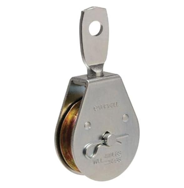Apex Tool Group "Campbell 2.5" Zinc Plated Steel Swivel Eye Pulley - Durable Single Sheave for Easy Lifting"