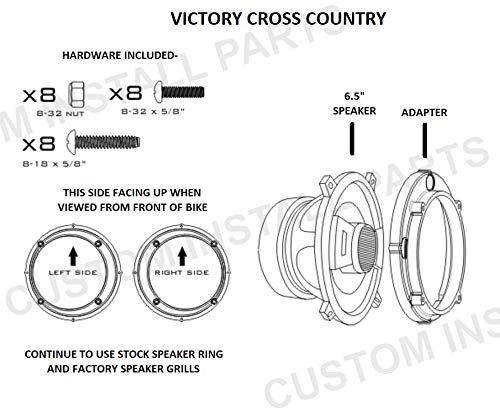 Custom Install Parts Custom Install Parts Motorcycle Speaker Adapter Rings for Victory XC Cross Country 2007 to 2015 5.25 to 6.5 Inch Pair - View 5 of 8