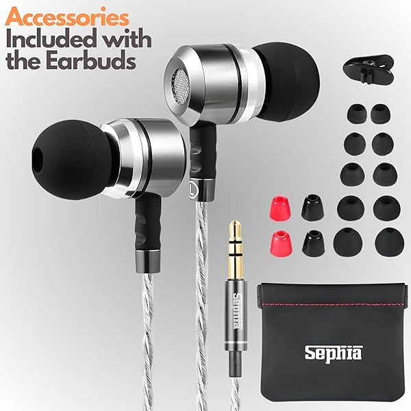 Sephia Sephia SP3060 Wired Headphones: HD Bass, Lightweight Design, Tangle-Free Cord & Earbud Tips - View 2 of 9