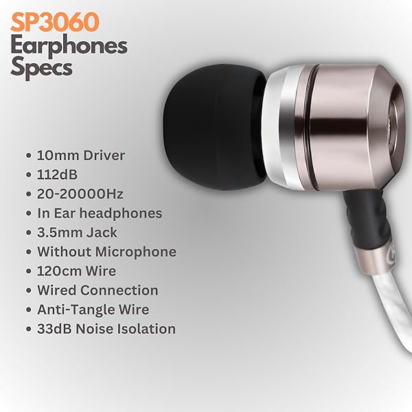 Sephia Sephia SP3060 Wired Headphones: HD Bass, Lightweight Design, Tangle-Free Cord & Earbud Tips - View 8 of 9