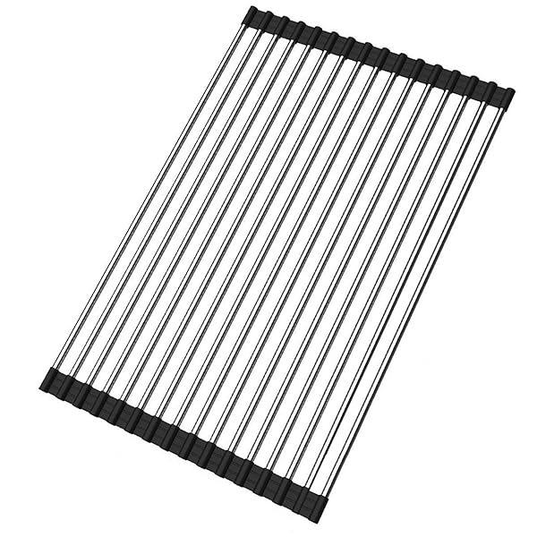 Ahyuan Ahyuan Roll Up Dish Drying Rack Over Sink - Portable & Foldable Kitchen Drainer (Black, 17.8''X11.8'')