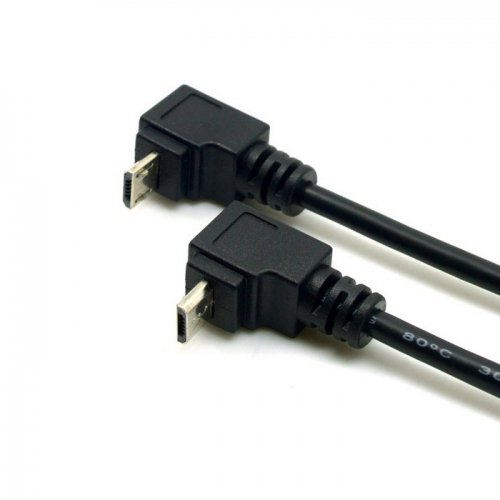 cablecc cablecc 2pcs USB 2.0 Male to Micro USB Up &amp; Down Angled 90 Degree Cable 30cm for Cell Phone Tablet - View 3 of 5