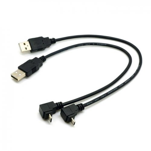 cablecc 2pcs USB 2.0 Male to Micro USB Up &amp; Down Angled 90 Degree Cable 30cm for Cell Phone Tablet