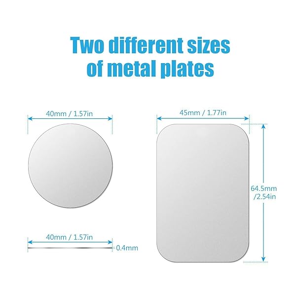 WixGear WixGear Metal Plate for Magnetic Mounts - X4 Pack (2 Rectangular & 2 Round) - Adhesive Cradle-Less Solution (Silver) - View 2 of 8