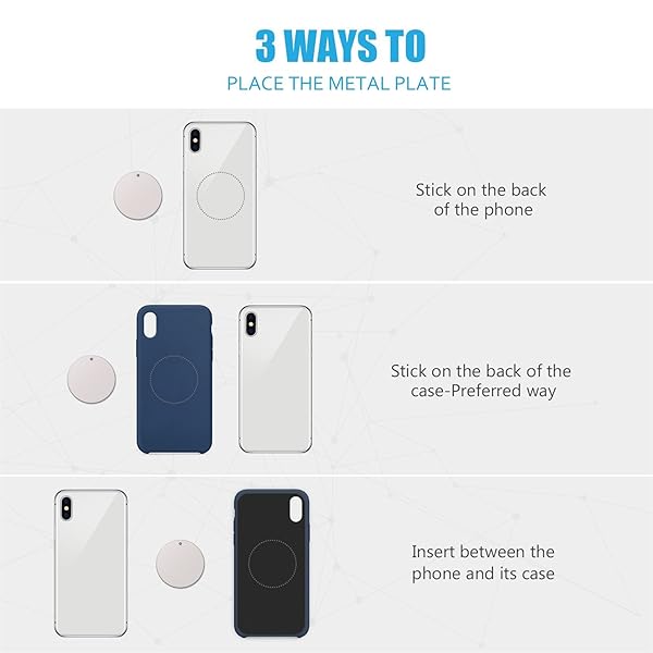 WixGear WixGear Metal Plate for Magnetic Mounts - X4 Pack (2 Rectangular & 2 Round) - Adhesive Cradle-Less Solution (Silver) - View 5 of 8