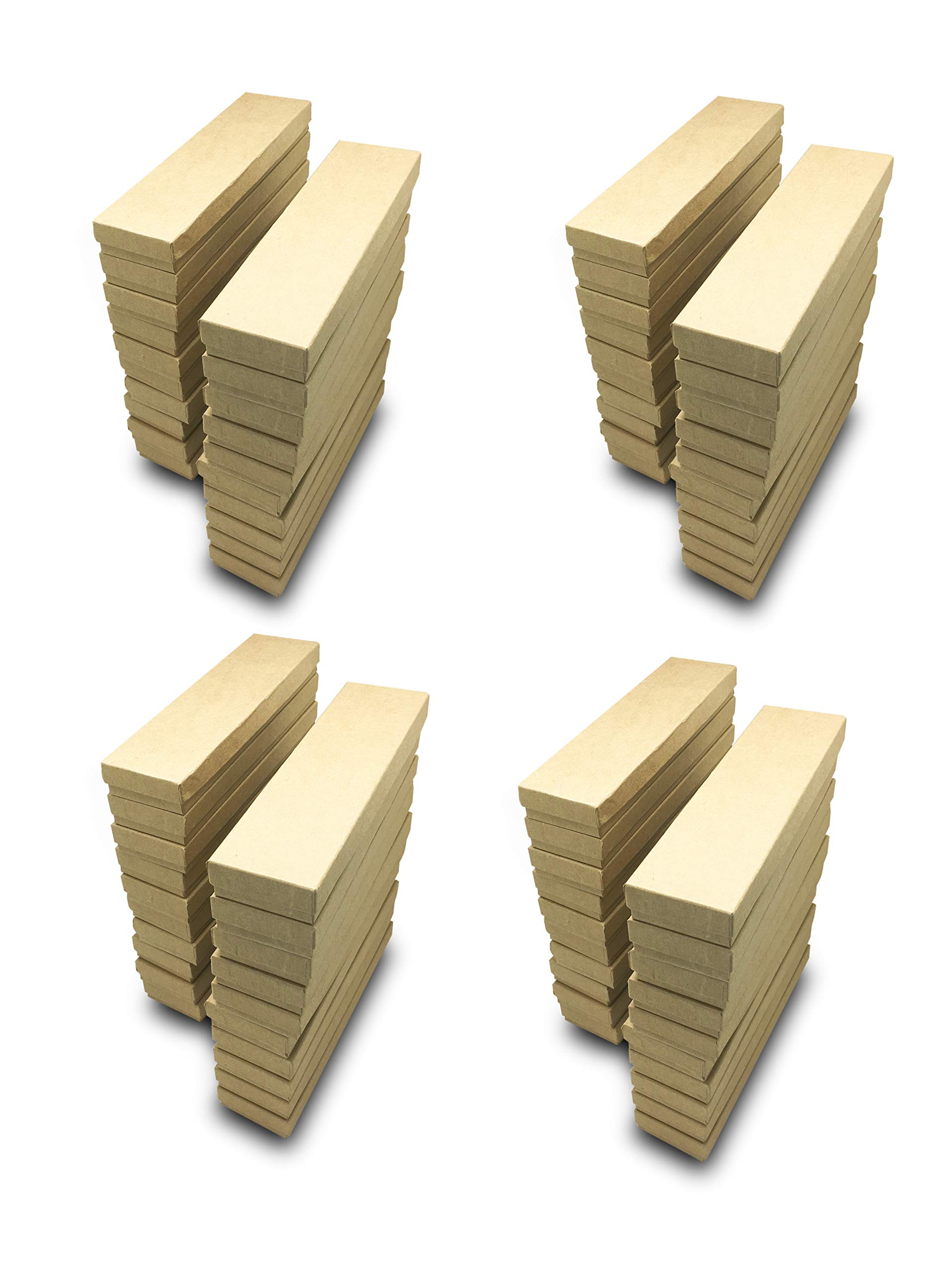 TheDisplayGuys 100 Pack Cotton Filled Cardboard Jewelry Boxes Gift Case Kraft Brown 8x2x1 for Shipping or Storage - View 6 of 8