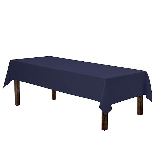Gee Di Moda Gee Di Moda Navy Blue Rectangle Tablecloth 60x102 Inch - Heavy Duty Washable for 6 Ft Buffet, Parties, Weddings & More