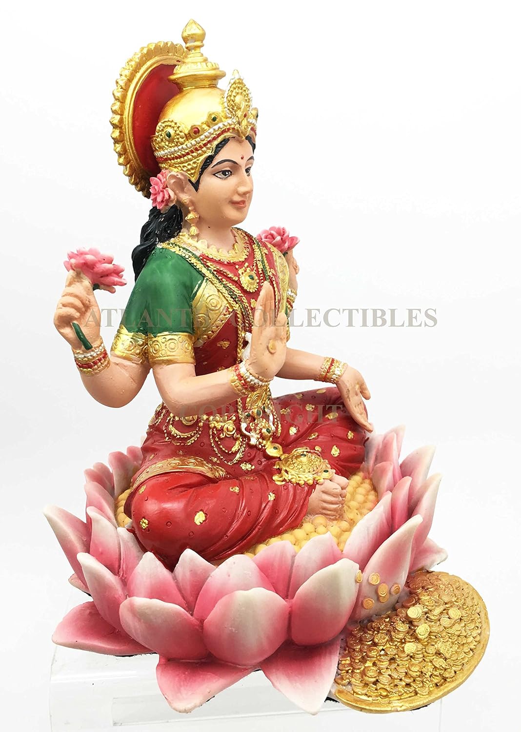 PT PT Pacific Trading Lakshmi Hindu Goddess Lotus Statue Sculpture for Home Decor and Spiritual Blessings - View 4 of 4