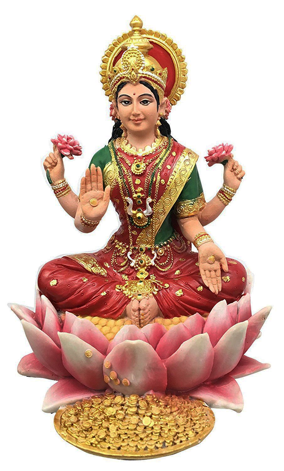 PT PT Pacific Trading Lakshmi Hindu Goddess Lotus Statue Sculpture for Home Decor and Spiritual Blessings