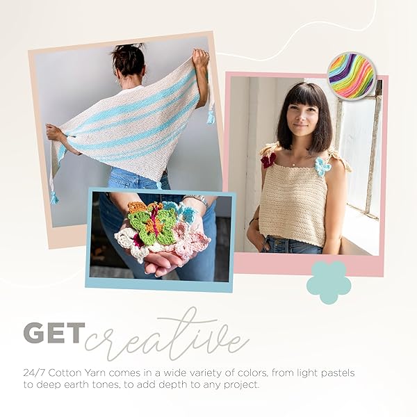 Lion Brand Yarn Shop Lion Brand 24/7 Cotton Yarn in Sky - Lightweight Yarn for Knitting, Crocheting & Crafts | 1 Pack - View 6 of 7