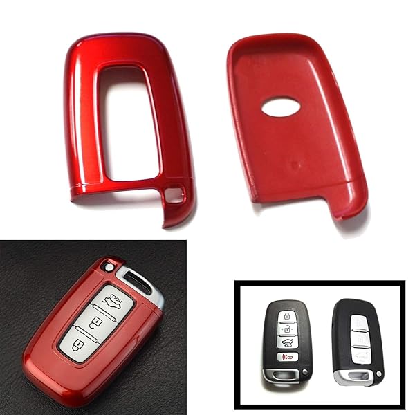 iJDMTOY iJDMTOY Gloss Metallic Red Smart Key Fob Shell for Hyundai Veloster Sonata Elantra Genesis Kia Optima Forte Compatible Replacement - View 7 of 10