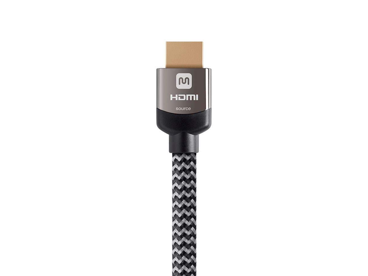 Monoprice 4K Braided High Speed HDMI Cable 100 Feet CL3 In Wall Rated 18Gbps Active YCbCr 444 Gray - View 3 of 6