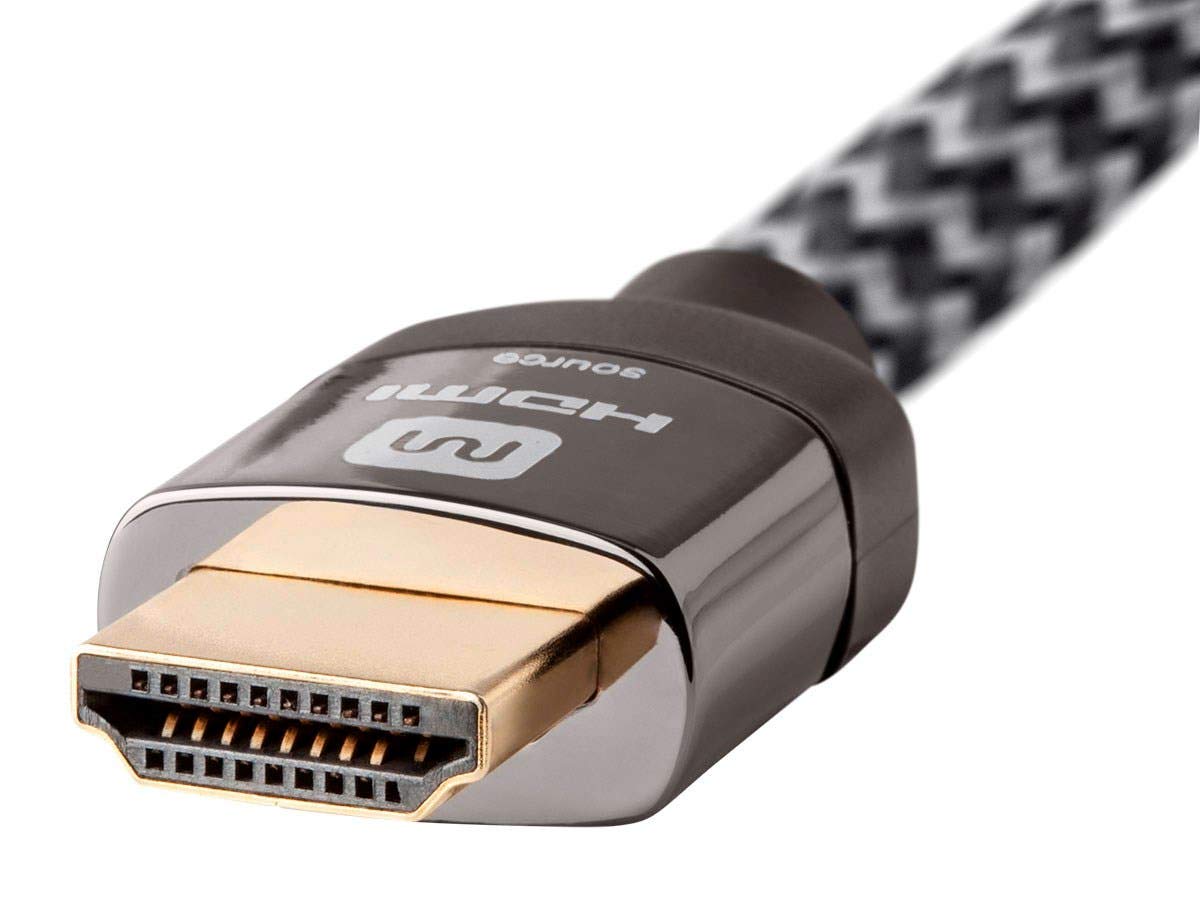 Monoprice 4K Braided High Speed HDMI Cable 100 Feet CL3 In Wall Rated 18Gbps Active YCbCr 444 Gray - View 5 of 6