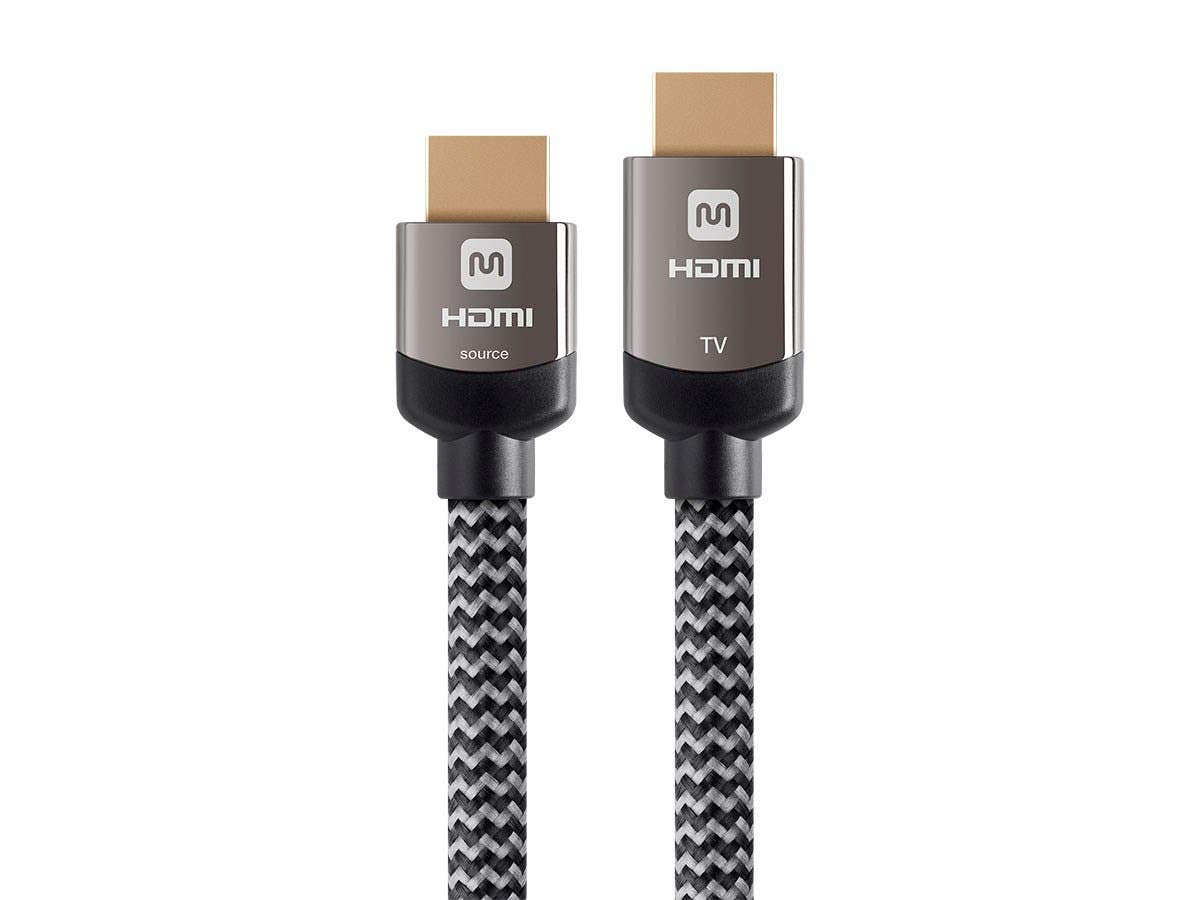 Monoprice 4K Braided High Speed HDMI Cable 100 Feet CL3 In Wall Rated 18Gbps Active YCbCr 444 Gray