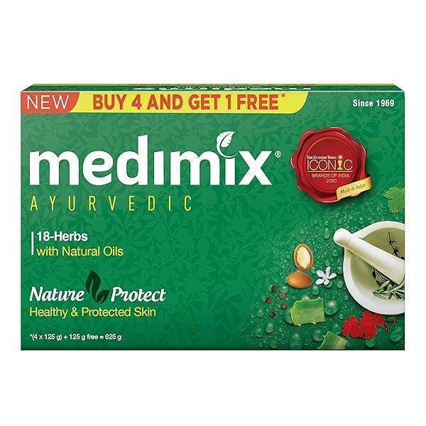Medimix Buy Medimix Ayurvedic Classic 18 Herbs Soap (125g, Pack of 5) - Natural Skin Care for Healthy Glow