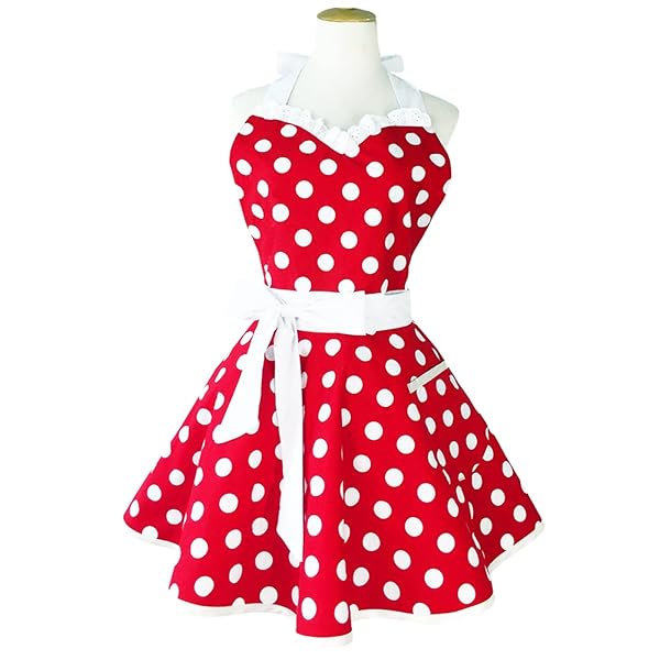 Hyzrz Shop Hyzrz Retro Polka Dot Kitchen Apron for Women - Perfect Vintage Gift for Moms!