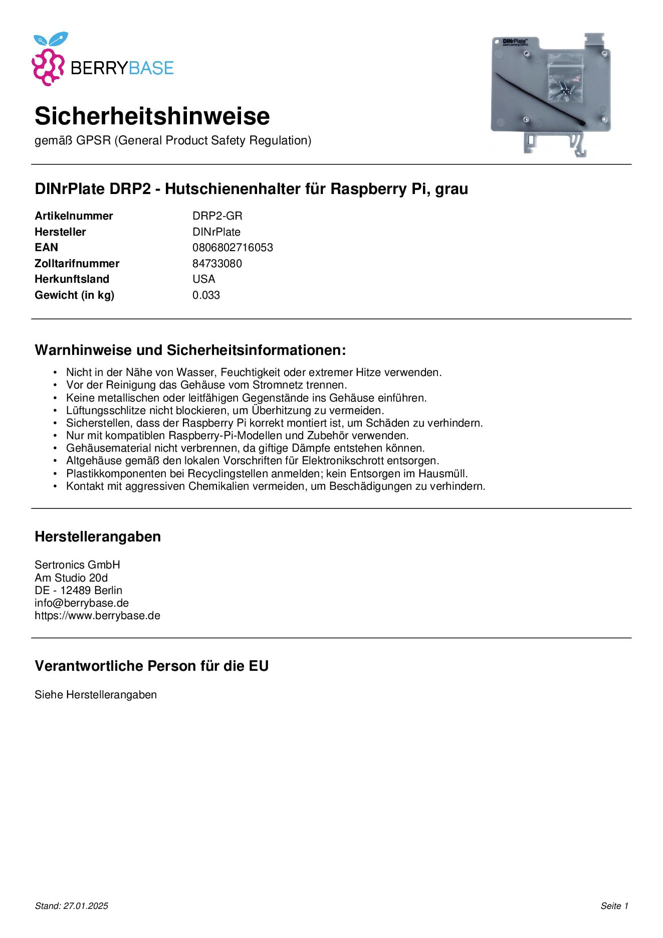 DIN Rail Mount for Raspberry Pi 2 Easy Installation Durable Design Perfect for Industrial Applications - View 9 of 9