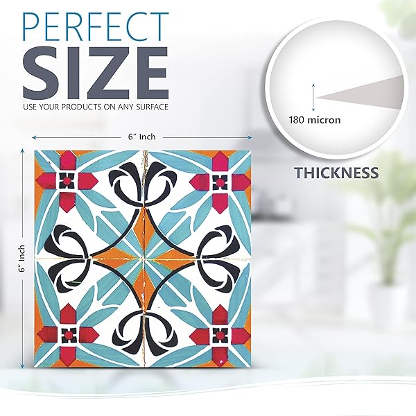 Mi Alma Tile Stickers 24 PC Set Authentic Traditional Talavera Bathroom Kitchen Decals Easy Peel and Stick Home Decor 6x6 Inch - View 3 of 9
