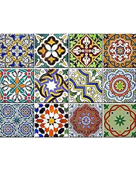 Mi Alma Tile Stickers 24 PC Set Authentic Traditional Talavera Bathroom Kitchen Decals Easy Peel and Stick Home Decor 6x6 Inch - View 2 of 9