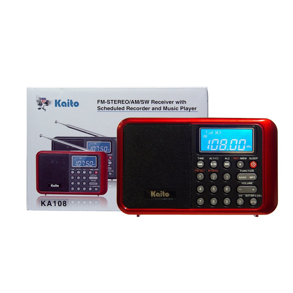 Kaito KA108 Super Sound Quality AM FM Shortwave Radio with MP3 Player Radio Recorder Alarm Clock and More - View 4 of 7