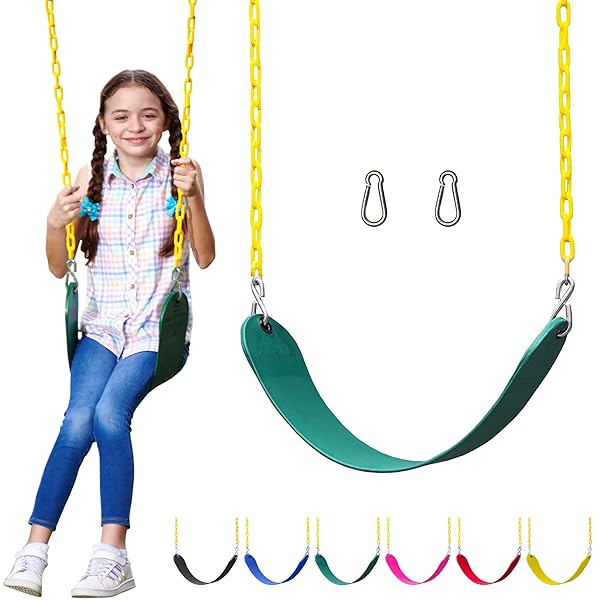 Jungle Gym Kingdom Jungle Gym Kingdom Swing Seat Replacement Kit - Heavy Duty Chains for Outdoor Swing Set - Kids Backyard Playground Accessory (Green)