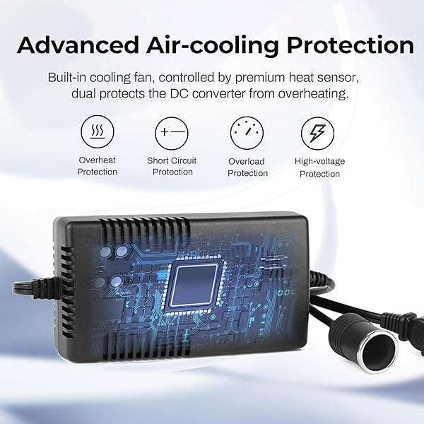 RoyPow RoyPow 120W AC to DC Converter: 12V Adapter for Car Appliances & Inflators - View 4 of 11