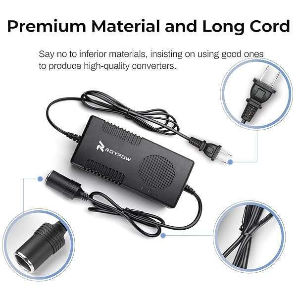 RoyPow RoyPow 120W AC to DC Converter: 12V Adapter for Car Appliances & Inflators - View 6 of 11