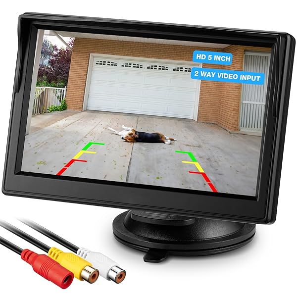Chuanganzhuo 5 Inch HD Backup Camera Monitor for Cars Trucks SUVs Vans RVs Trailers Dashboard Windshield Installation 12V 24V Camera Not Included