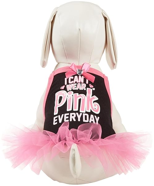 SimplyDog SimplyDog I Cant Wear Everyday Strappy Dog Dress Black and Pink Medium for Stylish Pet Fashion
