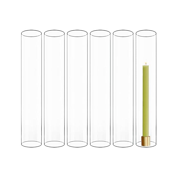 CYS EXCEL Shop CYS EXCEL 6 PCS Glass Hurricane Candleholder Tube Shades - Open Flame Candle Covers in Multiple Sizes