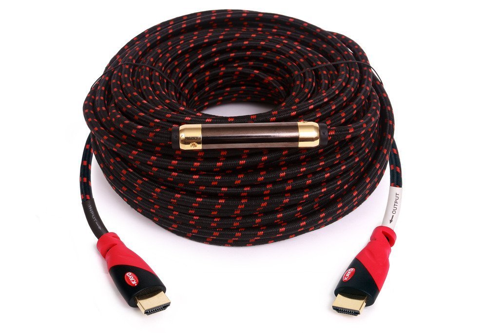 KAYO ESSENTIALS 75 FT Hi-Speed HDMI 1.4 Cable with Signal Booster and Cable Tie Supports Ethernet 3D 4K Audio Return