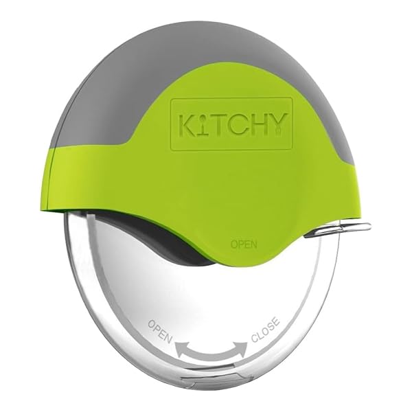 Kitchy Ergonomic Kitchy Pizza Cutter Wheel with Protective Blade Cover - Green Pizza Slicer for Effortless Cutting