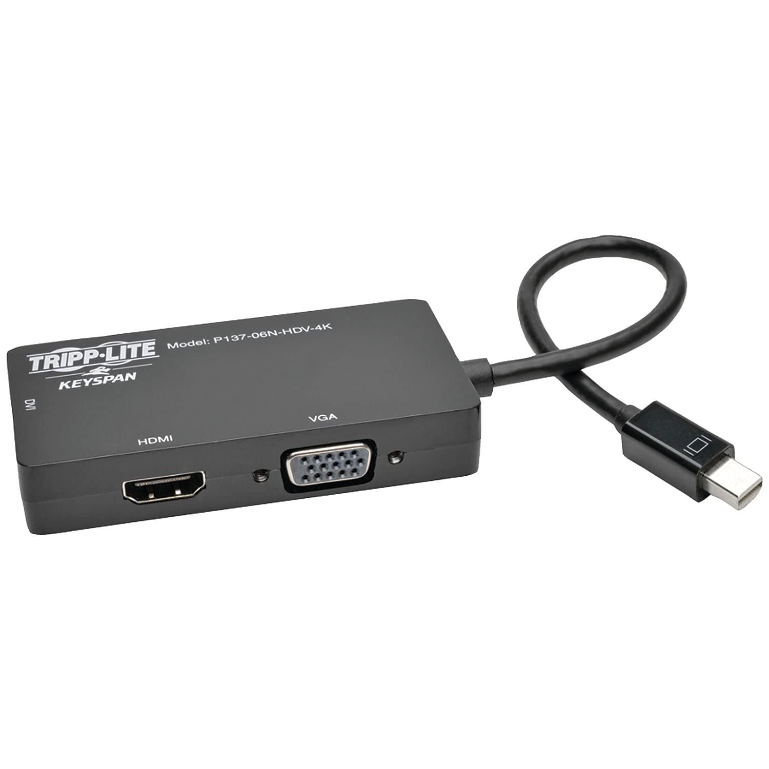 Tripp Lite Mini DisplayPort to VGA DVI HDMI Converter Adapter 4K Thunderbolt Compatible Black